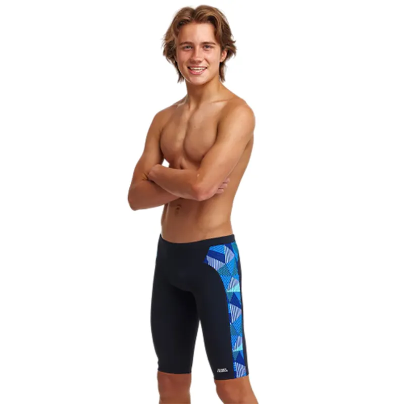 Funky Trunks Boy's Training Swim Jammers Blue Bars-4